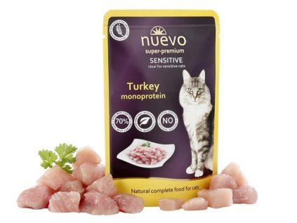 NUEVO cat Adult Sensitive Mono Turkey 85 g kapsičky