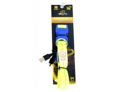 Obojok DUVO+ LED Svietiaci dog neónový žltý nylon 30-40cm/ 2,5 cm
