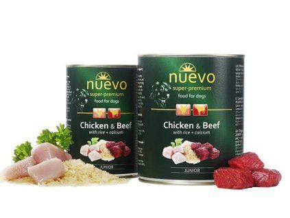 NUEVO dog Junior Chicken & Beef 400 g konzerva