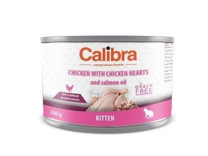 Calibra KONZERVA cat Kitten kura a kuracie srdiečka+losos.olej 200 g