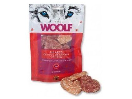 Pamlsok Woolf Dog Duck & Chicken Hearts 100 g