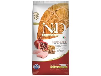 Farmina N&D cat AG adult, neutered, chicken, spelt, oats & pomegranate 5 kg