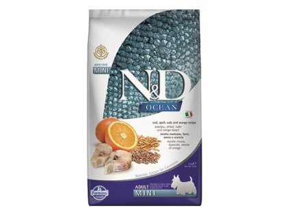 Farmina N&D dog OCEAN (AG) adult mini, codfish, spelt, oats & orange 2,5 kg