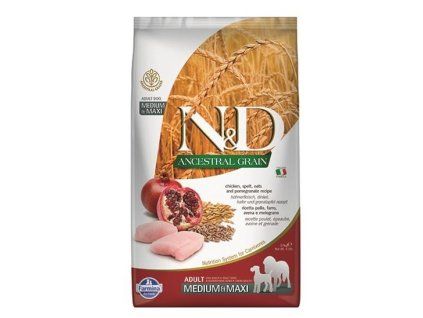 Farmina N&D dog AG adult medium & maxi, light, chicken, spelt, oats & pomegranate 12 kg