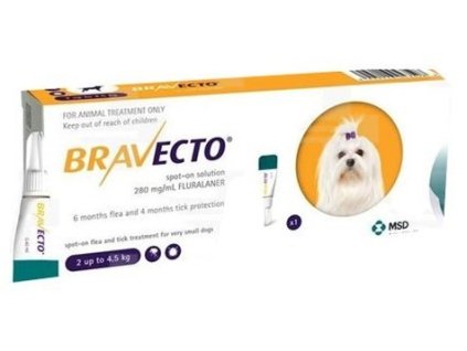 Bravecto Dog XS 112,5 mg spot-on roztok pre veľmi malé psy ( od 2 do 4,5 kg ) 1 x 0,4 ml
