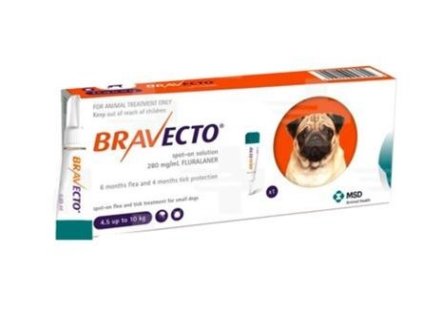 Bravecto Dog S 250 mg spot-on roztok pre malé psy ( od 4,5 do 10 kg ) 1 x 0,89 ml